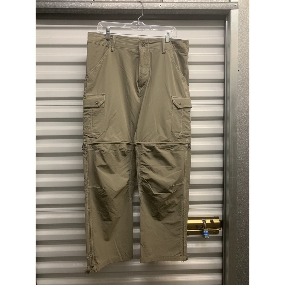Kuhl Mens 36 x 30 Pants Brown Renegade Stealth Convertible Zip Off Cargo Shorts